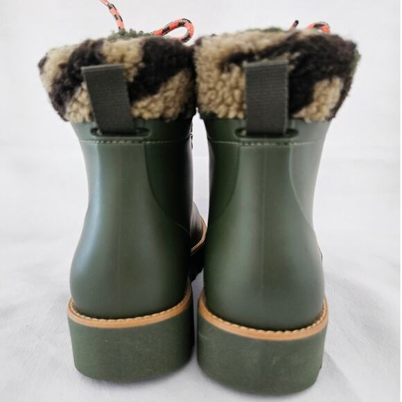 Bernardo Wiley Green Camo Faux Shearling-Trim Rain Boots sz 6 NWOT $165 Basic - Picture 4 of 7